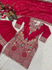 Embroidery Work Pink Color Admiring Sharara Suit
