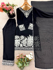 Georgette Black Color Embroidery Work Salwar Suit
