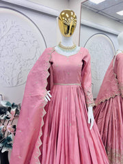 Pink Color Shining Shimmer Silk Designer Gown