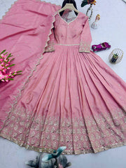 Pink Color Shining Shimmer Silk Designer Gown