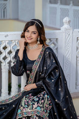 Black Color Shining Gold Crush Palazzo Suit