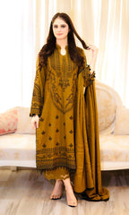 Heavy Faux Georgette Full Stitched Mustard Color Salwar Suit