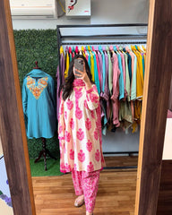 Casual Wear Digital Printed Pink Color Palazzo Suit