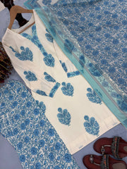 Casual Wear Digital Printed Sky Blue Color Palazzo Suit