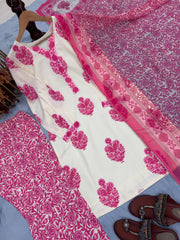 Casual Wear Digital Printed Pink Color Palazzo Suit