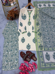 Casual Wear Digital Printed Green Color Palazzo Suit