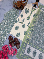 Casual Wear Digital Printed Green Color Palazzo Suit