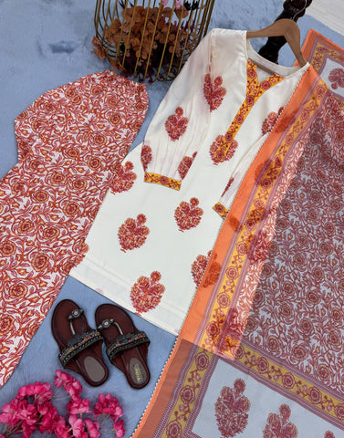 Casual Wear Digital Printed Orange Color Palazzo Suit