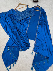 Good Looking Blue Color Dhoti Suit With Shrug