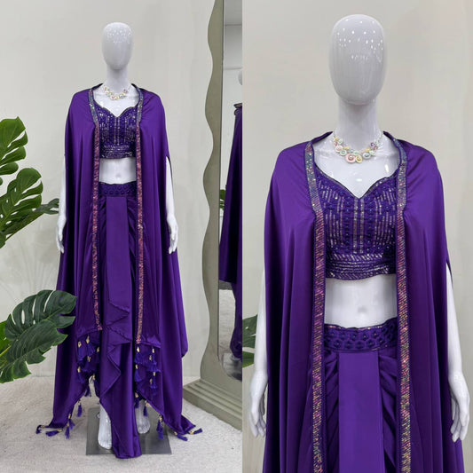 Good Looking Purple Color Dhoti Suit With Shrug