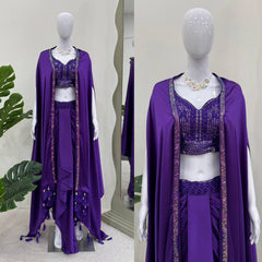 Good Looking Purple Color Dhoti Suit With Shrug
