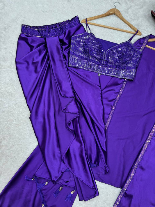 Good Looking Purple Color Dhoti Suit With Shrug