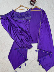 Good Looking Purple Color Dhoti Suit With Shrug