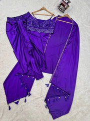 Good Looking Purple Color Dhoti Suit With Shrug