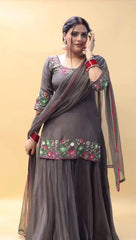 Presenting Black Color Top With Lehenga