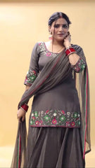 Presenting Black Color Top With Lehenga