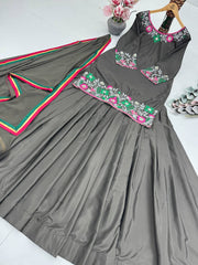 Presenting Black Color Top With Lehenga