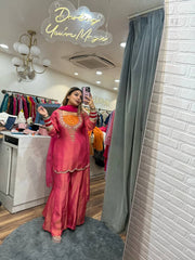 Full Stitched Pink Color Adorable Palazzo Suit