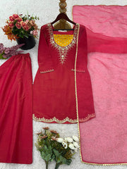Full Stitched Pink Color Adorable Palazzo Suit