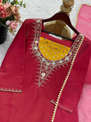 Full Stitched Pink Color Adorable Palazzo Suit