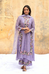 Flattering Lavender Color Sequence Work Punjabi Suit
