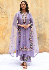 Flattering Lavender Color Sequence Work Punjabi Suit