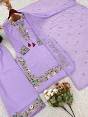 Flattering Lavender Color Sequence Work Punjabi Suit