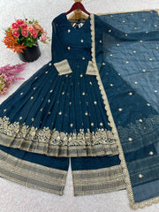 Marvelous Maroon Silk Sequence Work Gown