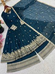 Marvelous Maroon Silk Sequence Work Gown