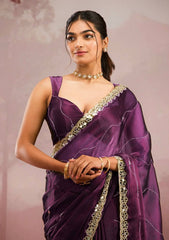 Mirror Work Onion Color Party Wear Designer Saree