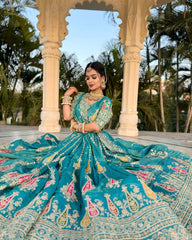 Attractive Teal Green Simmer Sequence Lehenga Choli