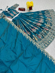 Attractive Teal Green Simmer Sequence Lehenga Choli