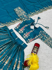 Attractive Teal Green Simmer Sequence Lehenga Choli