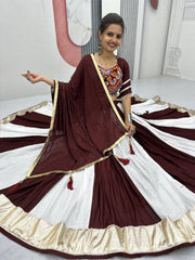 Exclusive Brown Cotton Gamathi Work Lehenga Choli