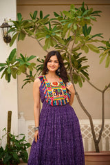 Purple Georgette Bandhni Print Navratri Wear Gown