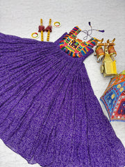 Purple Georgette Bandhni Print Navratri Wear Gown