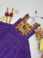 Purple Georgette Bandhni Print Navratri Wear Gown