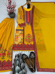 Mustard Color Mirror Work Marvelous Palazzo Suit