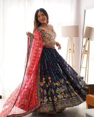 Stylish Blue Georgette Thread Work Lehenga Choli