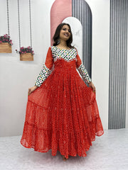 Navratri Collection Fox Georgette Orange Color Gown