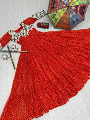 Navratri Collection Fox Georgette Orange Color Gown