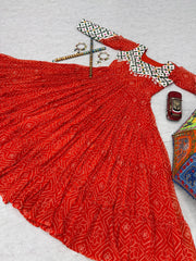Navratri Collection Fox Georgette Orange Color Gown