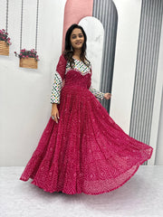Navratri Collection Fox Georgette Pink Color Gown