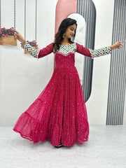 Navratri Collection Fox Georgette Pink Color Gown