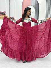 Navratri Collection Fox Georgette Pink Color Gown