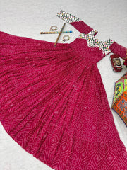 Navratri Collection Fox Georgette Pink Color Gown