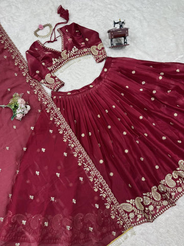 Maroon Color Marriage Special Lehenga Choli