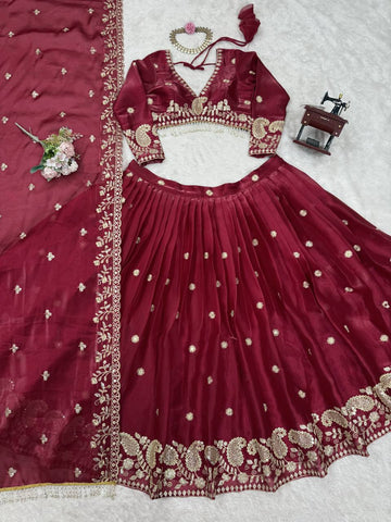 Maroon Color Marriage Special Lehenga Choli