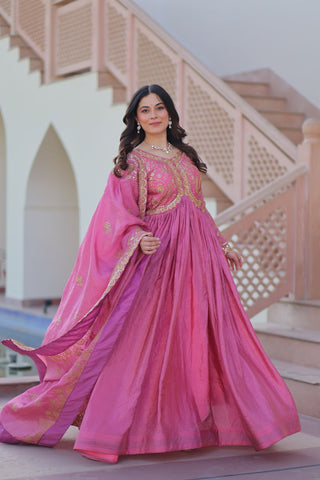 Onion Color Gold-Crush Gorgeous Gown