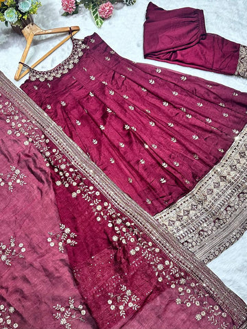 Stylish Embroidered Vichitra Silk Designer Gown